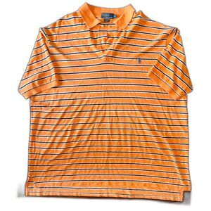 Polo Ralph Lauren 3XLT Big & Tall Polo Pima Cotton Orange Navy Striped